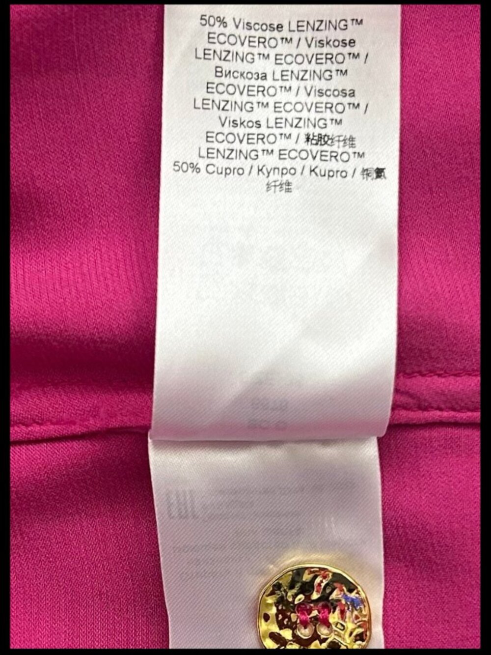 GANNI Washed Satin Crop Shirt Fuchsia Pink Blazer 36 US 4 - Picture 9 of 9
